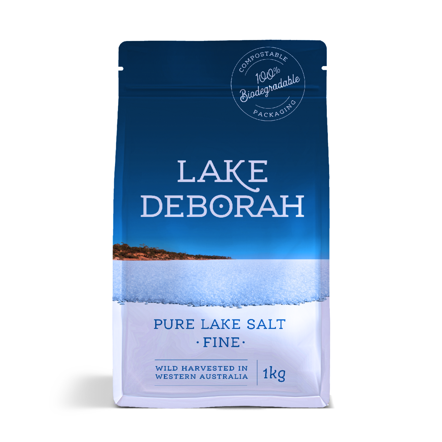 Lake Deborah Salt Combo. 1x 1kg Fine, 1x400g Fine & 1x400g Grinder Salt.