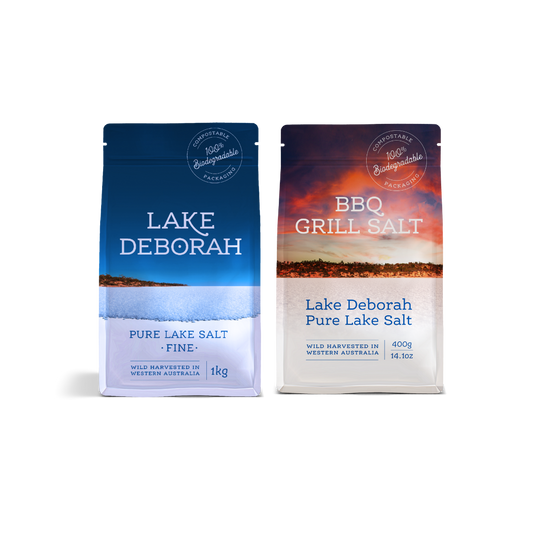 BLACK FRIDAY SALE: Lake Deborah Fine Salt 1kg 4 packets + 400g BBQ Grill Salt