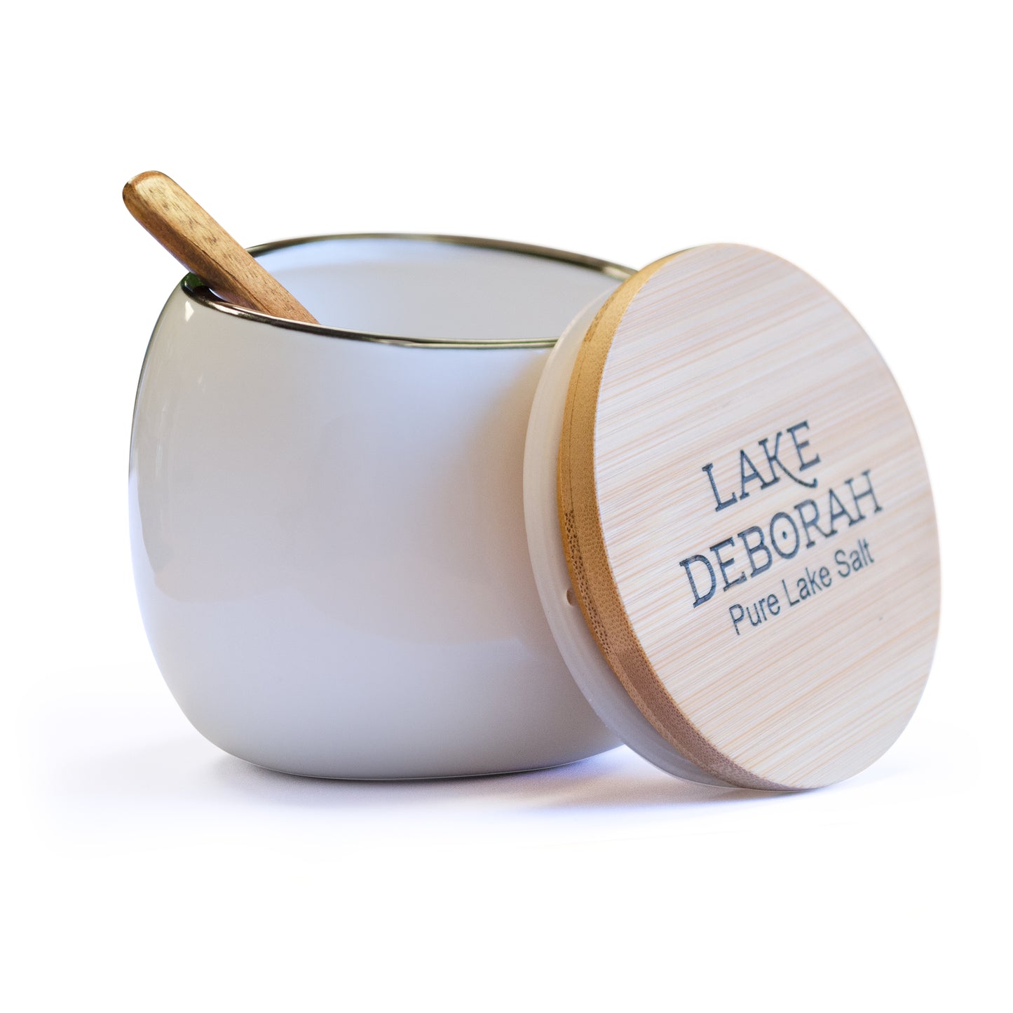 Lake Deborah Salt Cellar + 400g Fine and Grinder Salt.