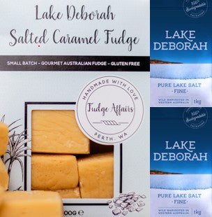 Lake Deborah Fine Salt. 4 packets of 1kg fine salt & 1 packet of 100g fudge